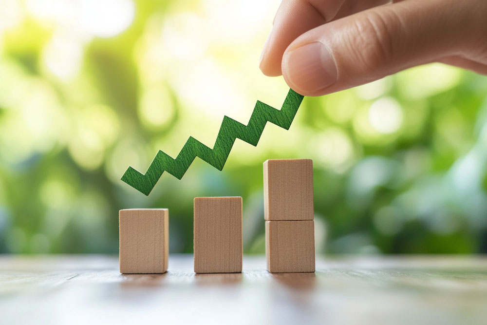 Blocks illustrating economic growth